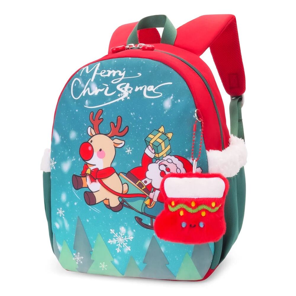 NWT SUN EIGHT Kids Christmas Backpack Santa Reindeer Glow in the Dark
